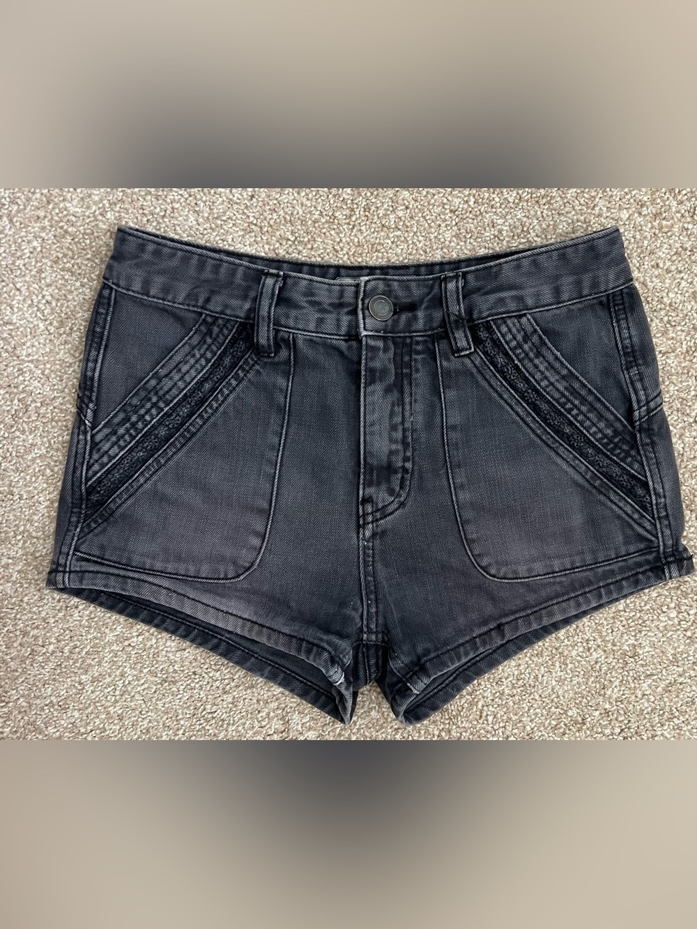Free People Black Denim Shorts Size 26